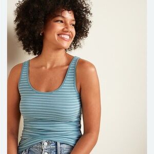 Set 2 Old Navy First Layer Ribbed Knit Striped Tank Tops S Blue Yellow